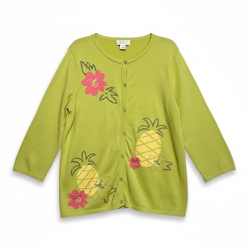 Cardigan Sweater Pineapple Floral